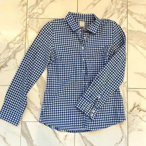 JCrew Women's Blue Gingham Perfect Shirt Size 6 EUC
